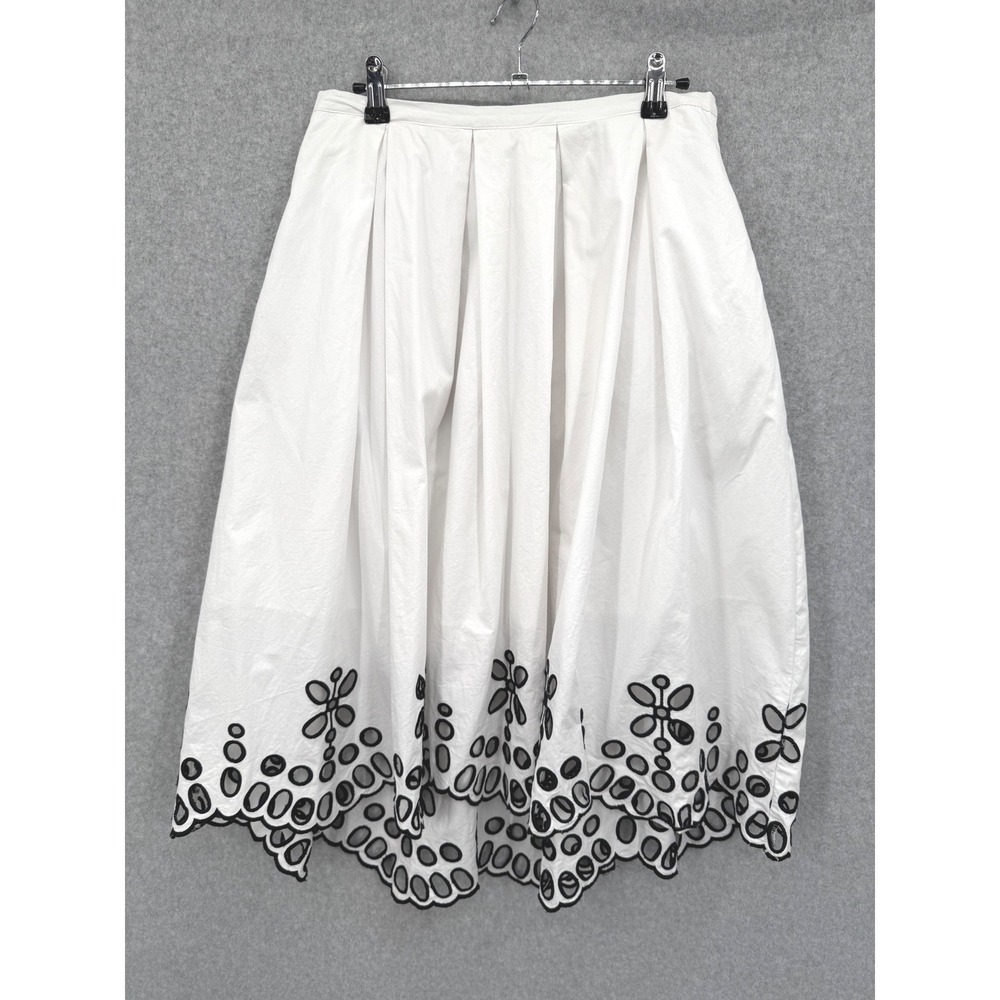 Anthropologie Moulinette Soeurs Skirt Women Eyelet Scalloped Poplin Size 10 - Picture 2 of 14